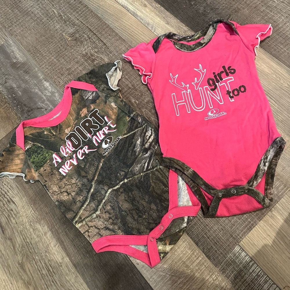 Lot of 2 Girls' Hunt Too Pink and Camo One Piece Set